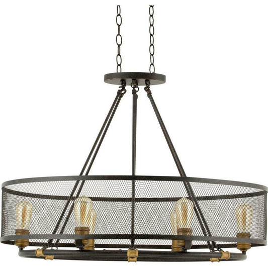 Home Decorators Mayfield Park 6-Light Forged Bronze Oval Chandelier MISSING RIM