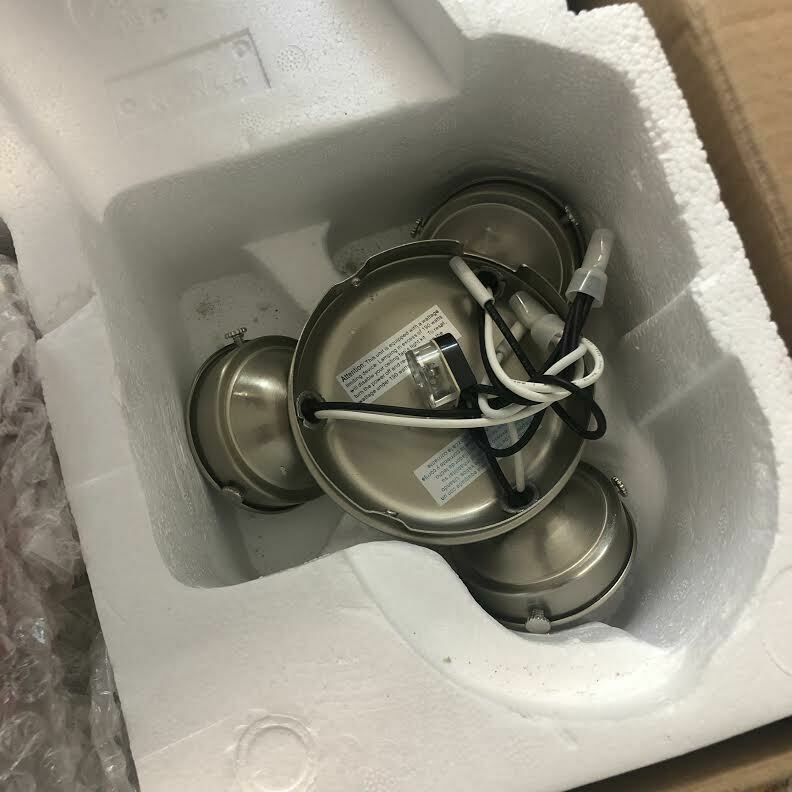 Home Ceiling Fan Light Kit 44 In. 5 Blades  No Nickel Finish Housing Cover AS IS