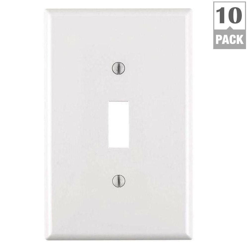 Leviton Preferred Wall Plate 1-Gang Midway Toggle Nylon White 10-Pack NIB Medium