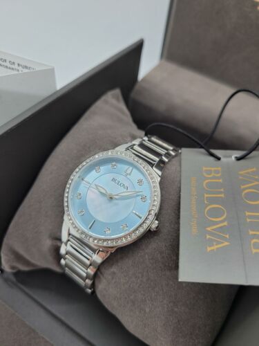 $280 MSRP | Bulova Women’s Swarovski Crystal Blue Dial Watch – 96L288 (NEW)