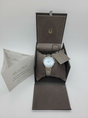 $280 MSRP | Bulova Women’s Swarovski Crystal Blue Dial Watch – 96L288 (NEW)