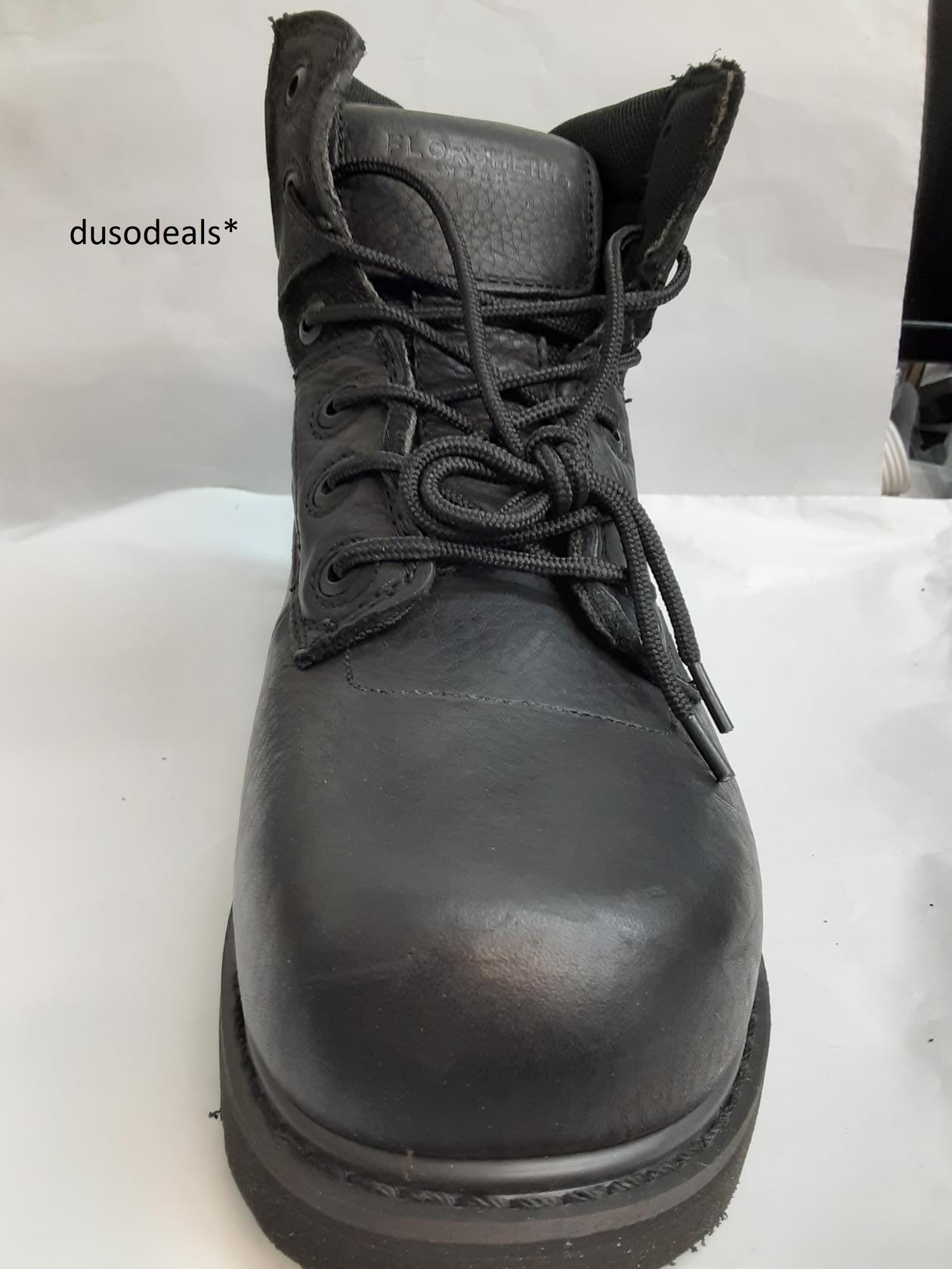 Florsheim 6" Black, Extra Wide, Goodyear Welt, Steel Toe, EH, FE685, Size 8D Men