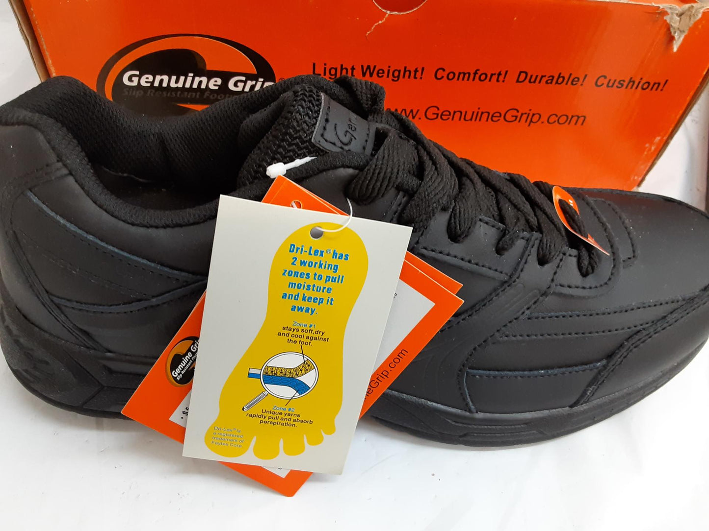 Genuine Grip Footwear Men's Slip-Resistant Jogger,Black Leather,10.5 Wide