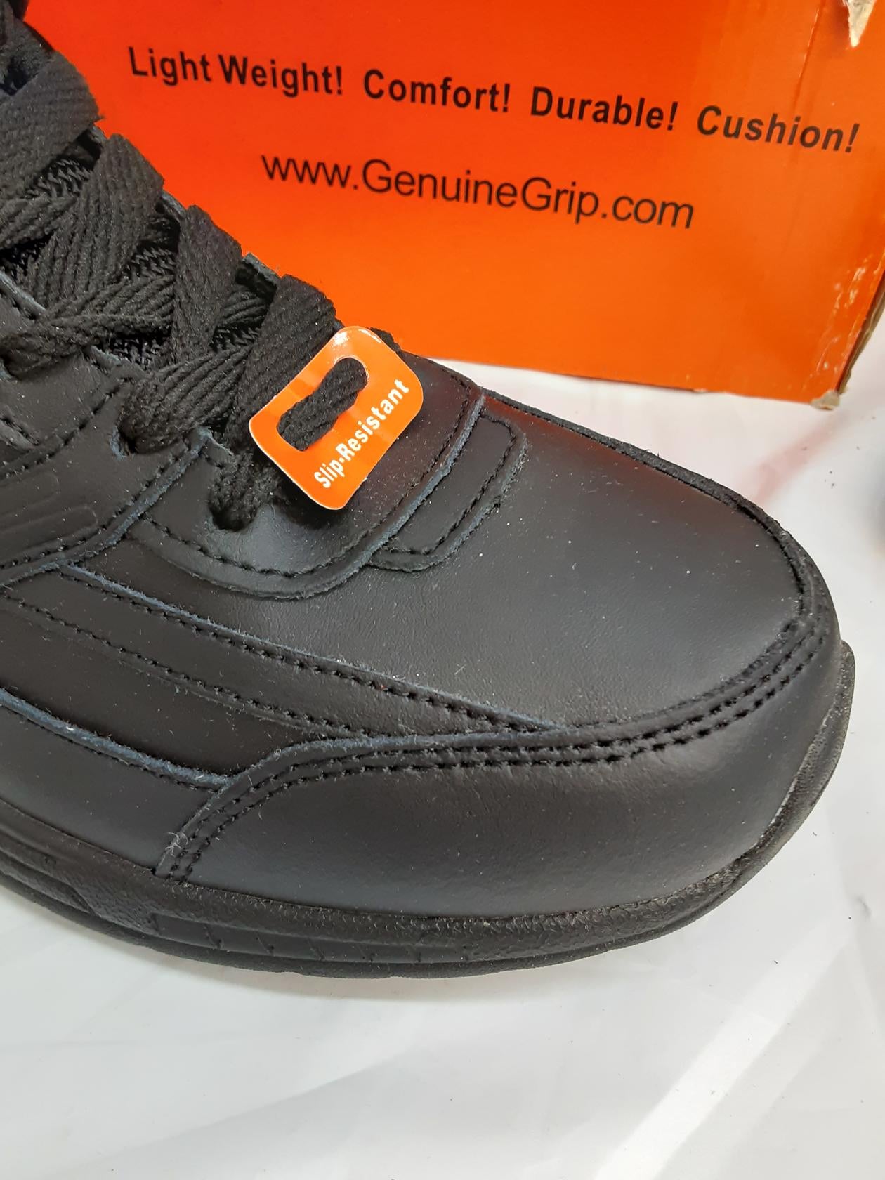 Genuine Grip Footwear Men's Slip-Resistant Jogger,Black Leather,10.5 Wide