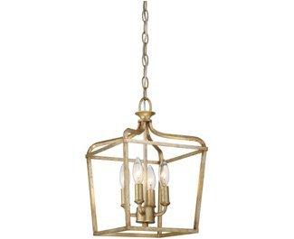 Minka Lavery Ceiling Pendant Lantern Chandelier Lighting 4445-582 Laurel Estate, 4-Light Fixture 240 Watts, Brio Gold