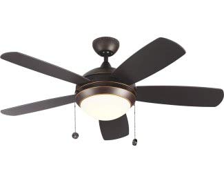 Monte Carlo 5DIC44RBD-V1 Discus Classic II 44" Ceiling Fan with LED Light and Pull Chain, 5 Blades, Roman Bronze