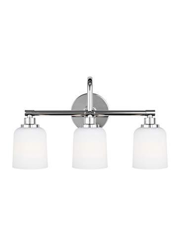 Feiss VS23903CH Reiser Glass Wall Vanity Bath Lighting, Chrome, 3-Light (21"W ..