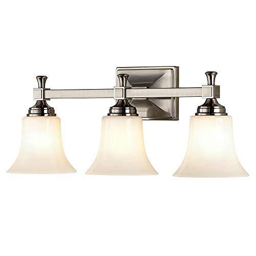 Home Decorators Collection 3-Light Satin Nickel Bath Sconce with Opal Glass Sh..