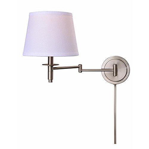 Manor Brook Metropolitan 1-Light Brushed Steel Wall Swing Arm Lamp with Cord C..