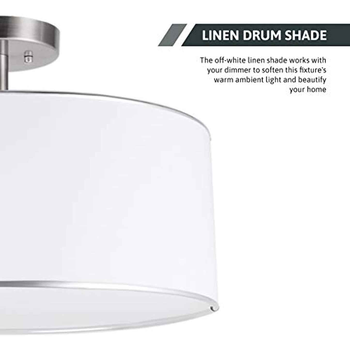 CO-Z 18" Brushed Nickel 3 Light Drum Chandelier with Diffused Shade -SOLD AS IS-