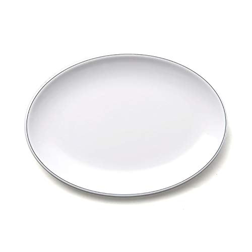 Elite Global Solutions Oval Plate, D2211L-W  White w/Black Trim (Pack of 6)