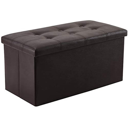 YOUDENOVA Faux Leather Black Storage Ottoman- NEW- OPEN BOX