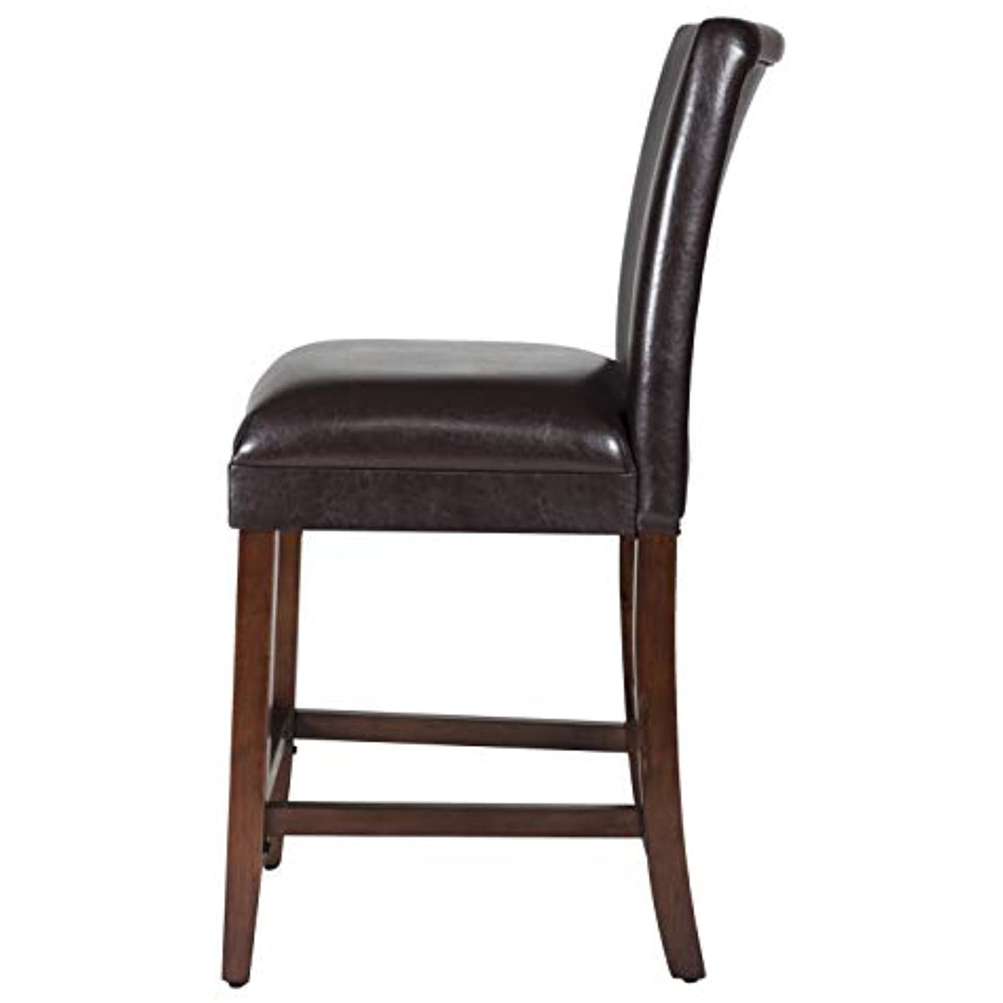 HomePop 24" Luxury Brown Faux Leather BARSTOOL -NEW /OPEN BOX-