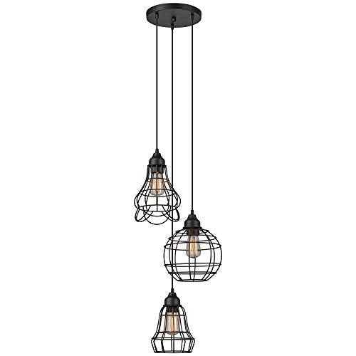 Globe Electric 65624 Jorah 3-Light Cage Cluster Pendant, Oil Rubbed Bronze