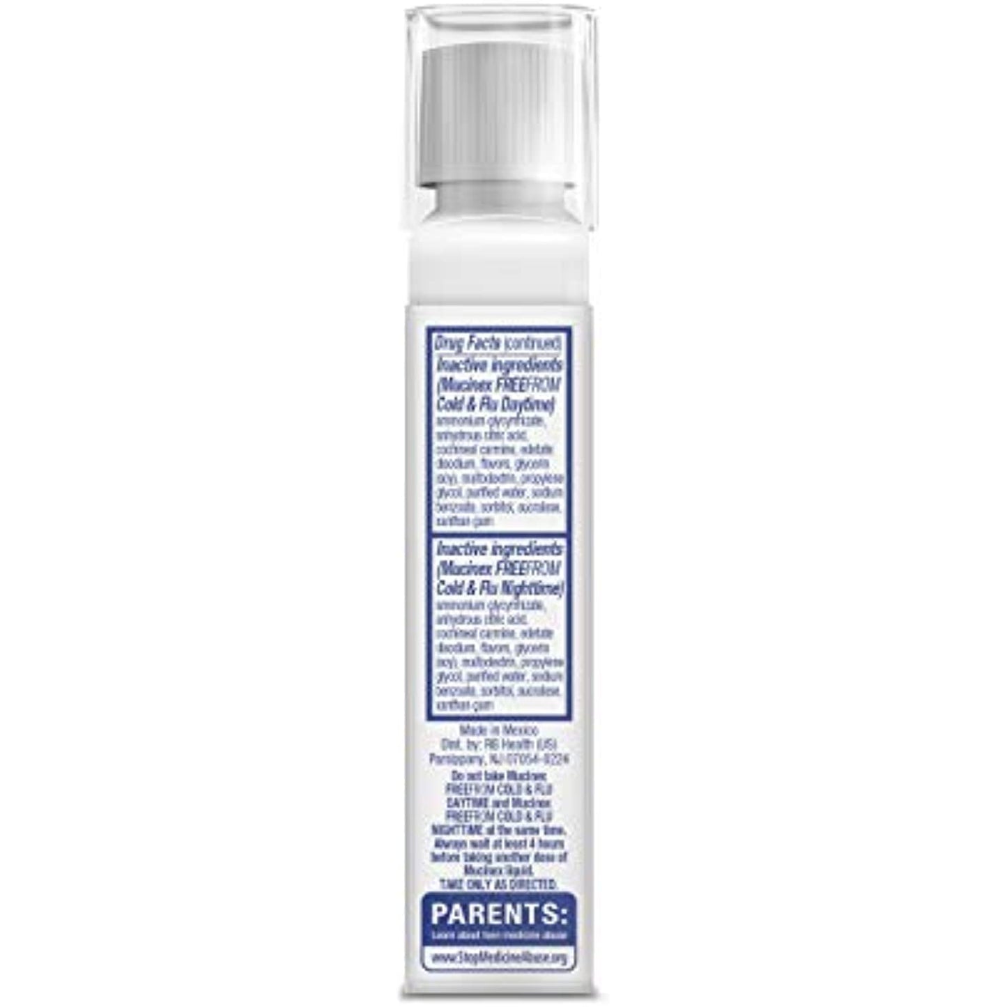 Mucinex FreeFrom Cold and Flu Daytime and Nighttime, Multi-Symptom Relief, Cherry, 6 Fl Oz (Pack of 2)