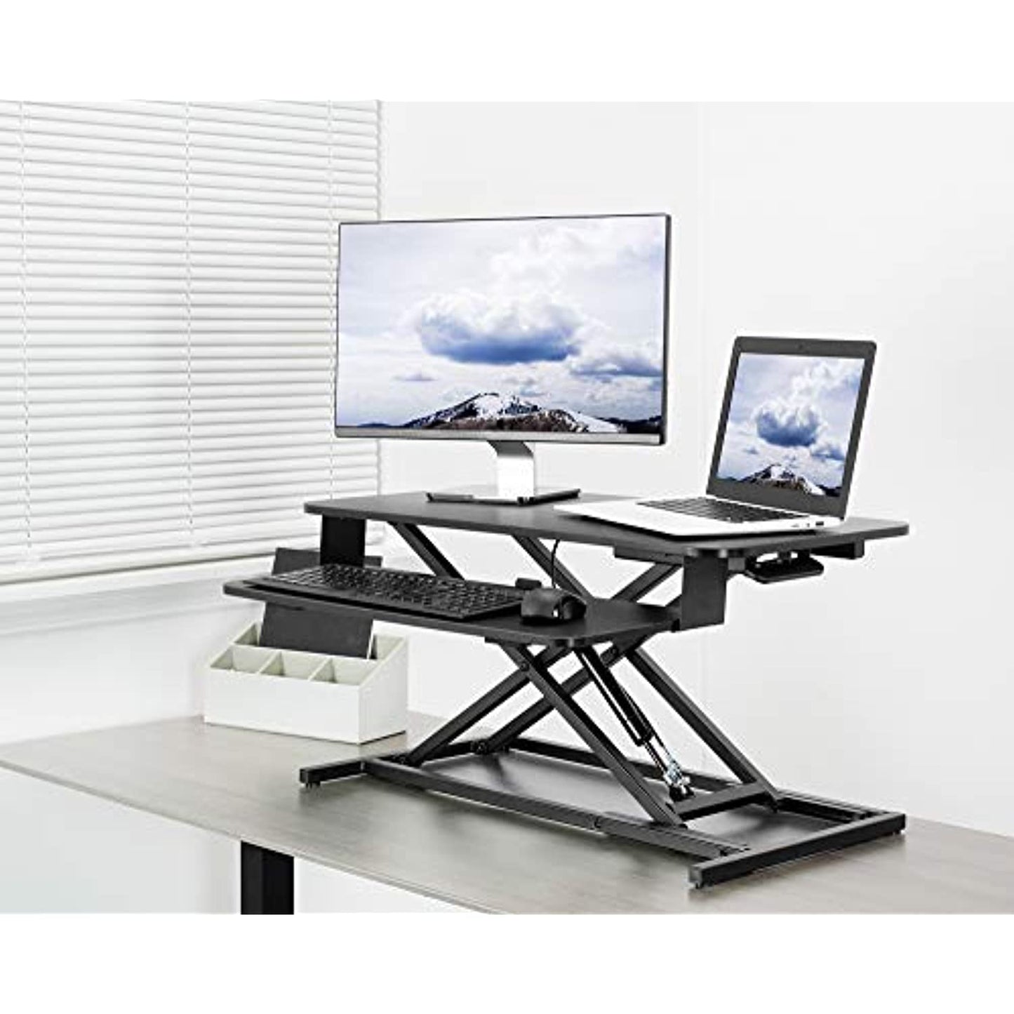 VIVO Desk Riser, Black 32" DESKV000S DeskTop: 33lbs/ Tray: 4.4 lbs (NEW)