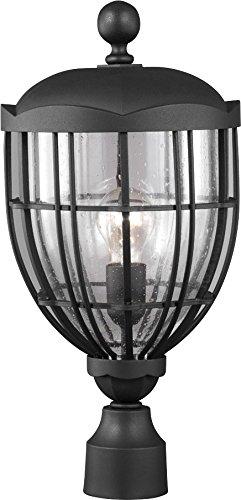 Feiss OL9807TXB 1-Bulb  MISSING GLASS Outdoor Lantern Post Mount, Textured Bla..