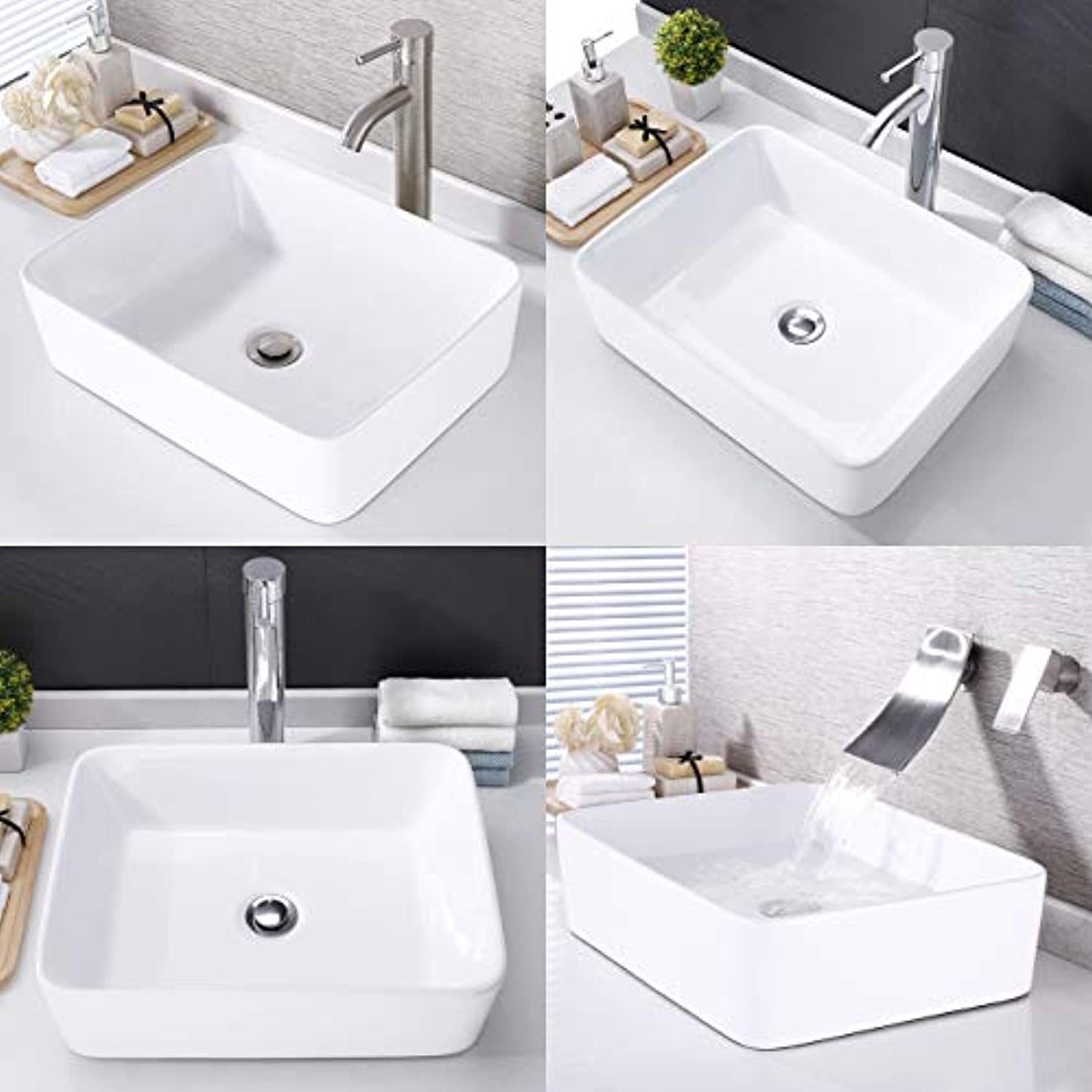 KES Bathroom Porcelain Vessel Sink 19"  White Rectangle, BVS110 - OPEN BOX