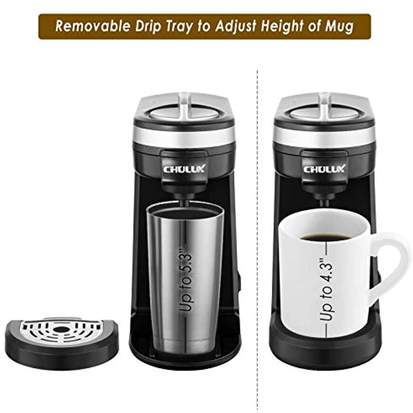 CHULUX Single Kcup Serve Coffee Maker Brewer with 12 Oz Reservoir, Black *USED*