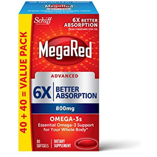 Schiff MegaRed 800 mg 6X Absorption Fish Oil 80 Softgels EXP 9/22