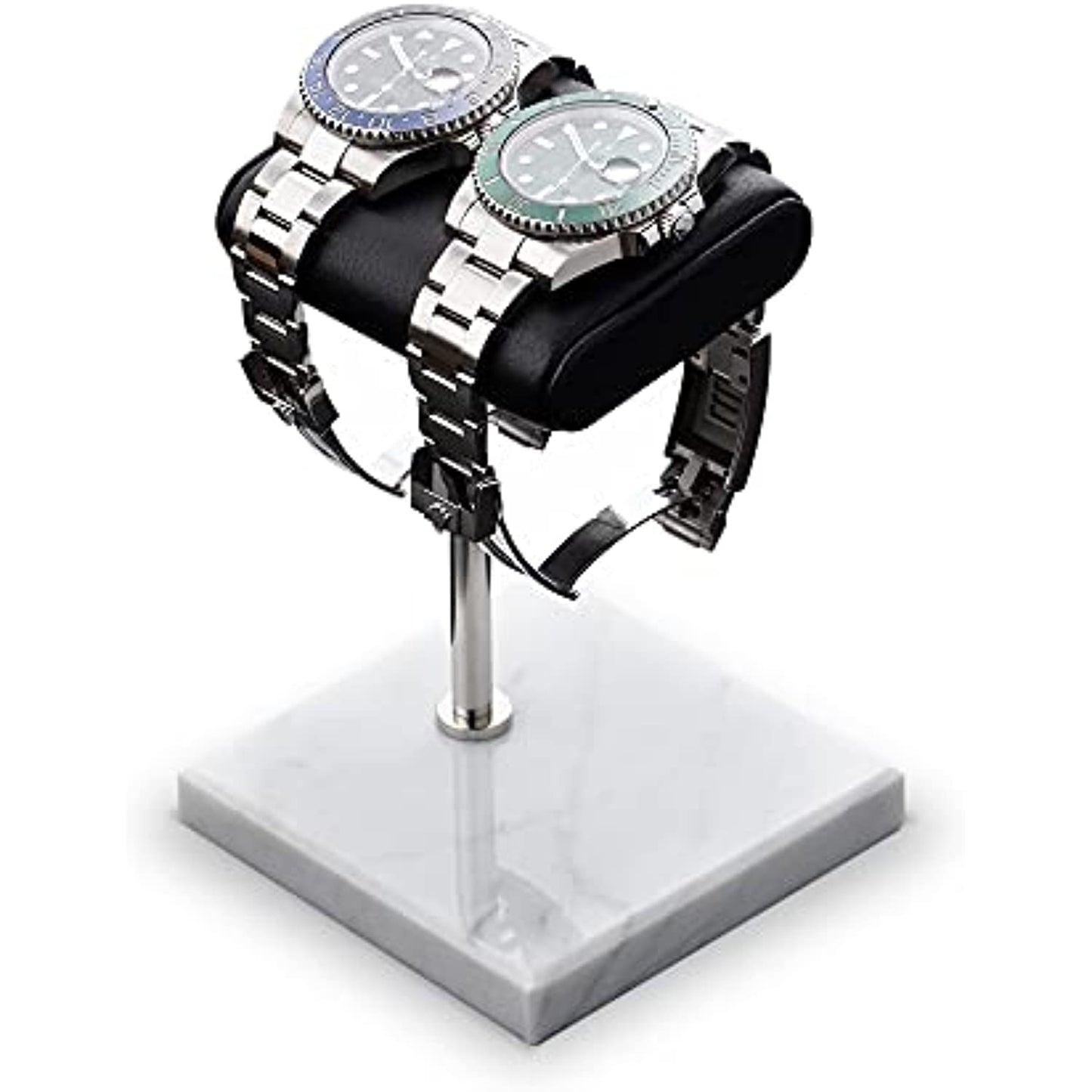 Watch Stand - Black Leather & White Marble Watch Stand with Gift Box