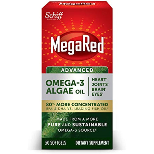 Schiff MegaRed advanced OMEGA-3 ALGAE OIL heart joints 50 Softgels NIB 07/2023
