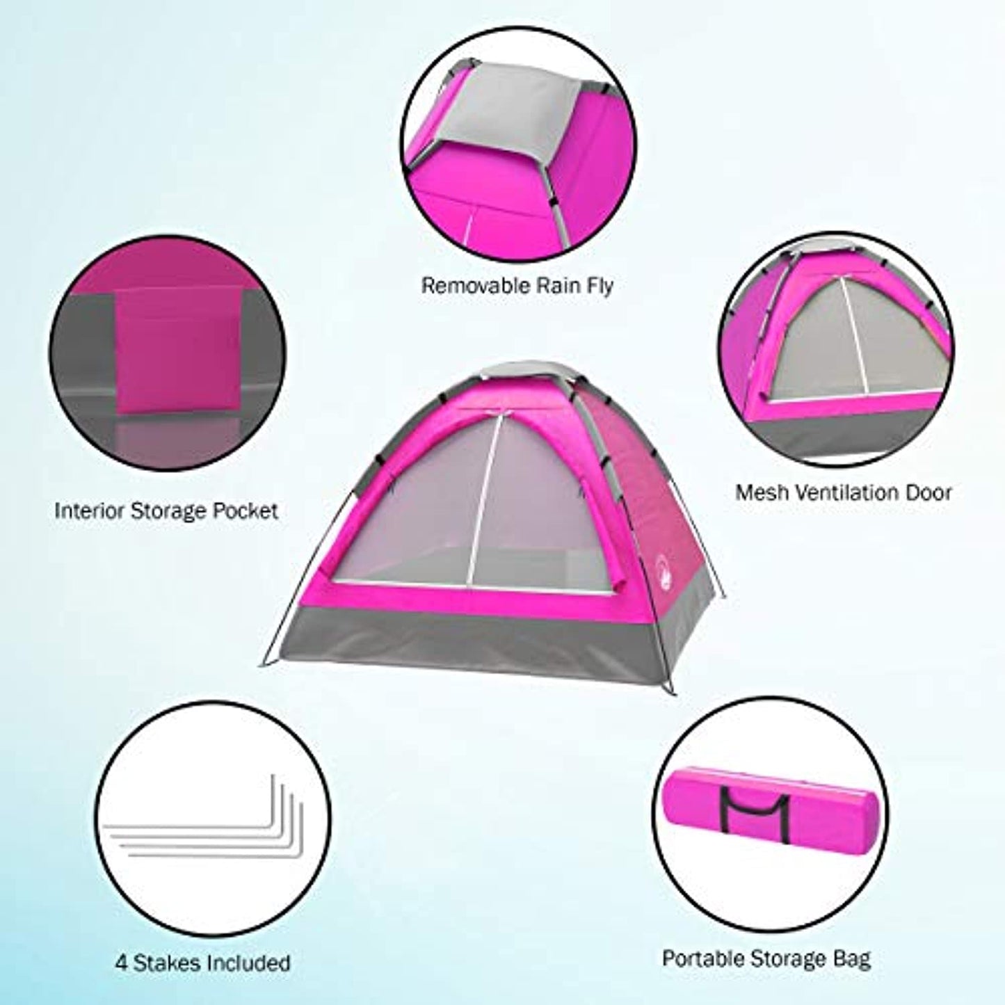 Wakeman Dome Tent- Rain Fly & Carry Bag - 2 PERSONS- PINK (PREOWNED- USED)