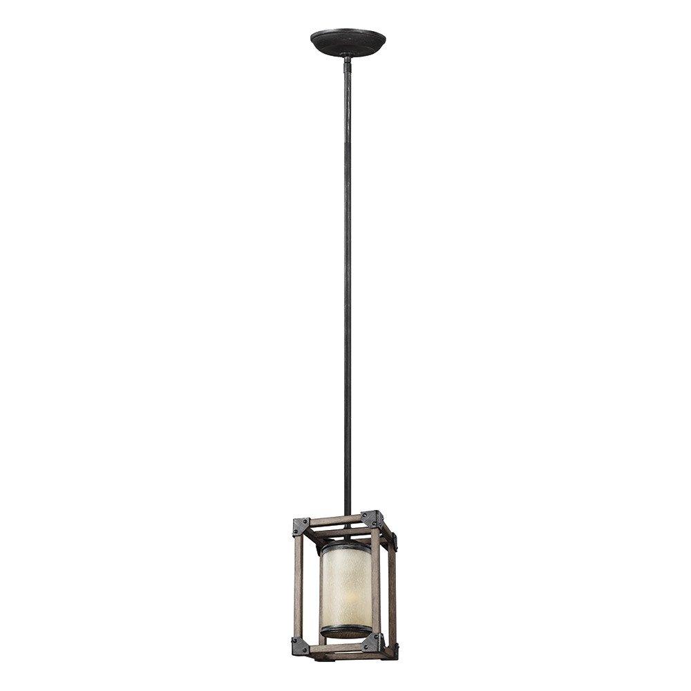 Sea Gull Lighting 6113301-846 Dunning One-Light Mini-Pendant with Creme Parchment Glass Shade, Stardust Finish