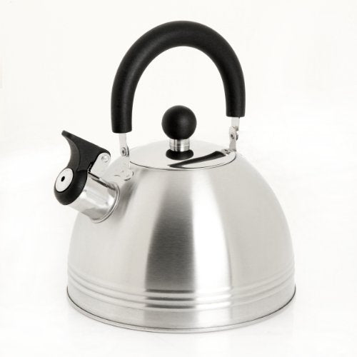 Mr. Coffee Whistling Tea Kettle, 1.5-Quart,Chrome- Cover is Dented- NO BOX