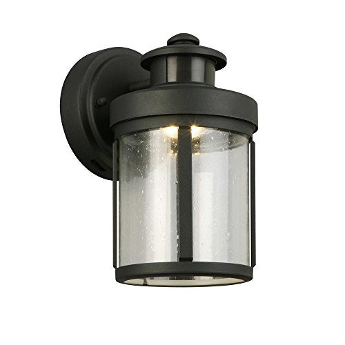 Hampton Bay Black Motion Sensor Outdoor Integrated LED Small Wall Mount Lantern