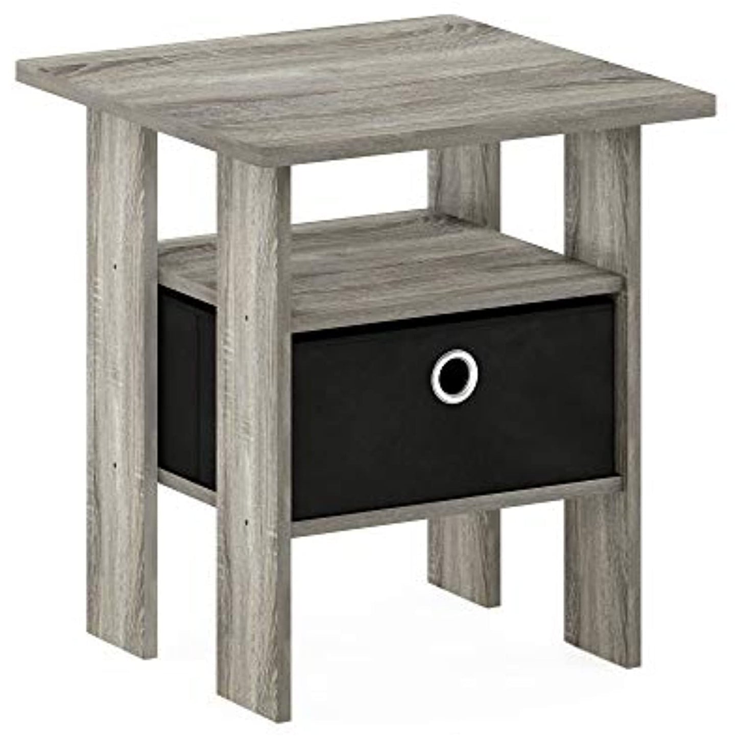 Furinno 11157  End Table Nightstand with Bin Drawer, French Oak Grey- OPEN BOX