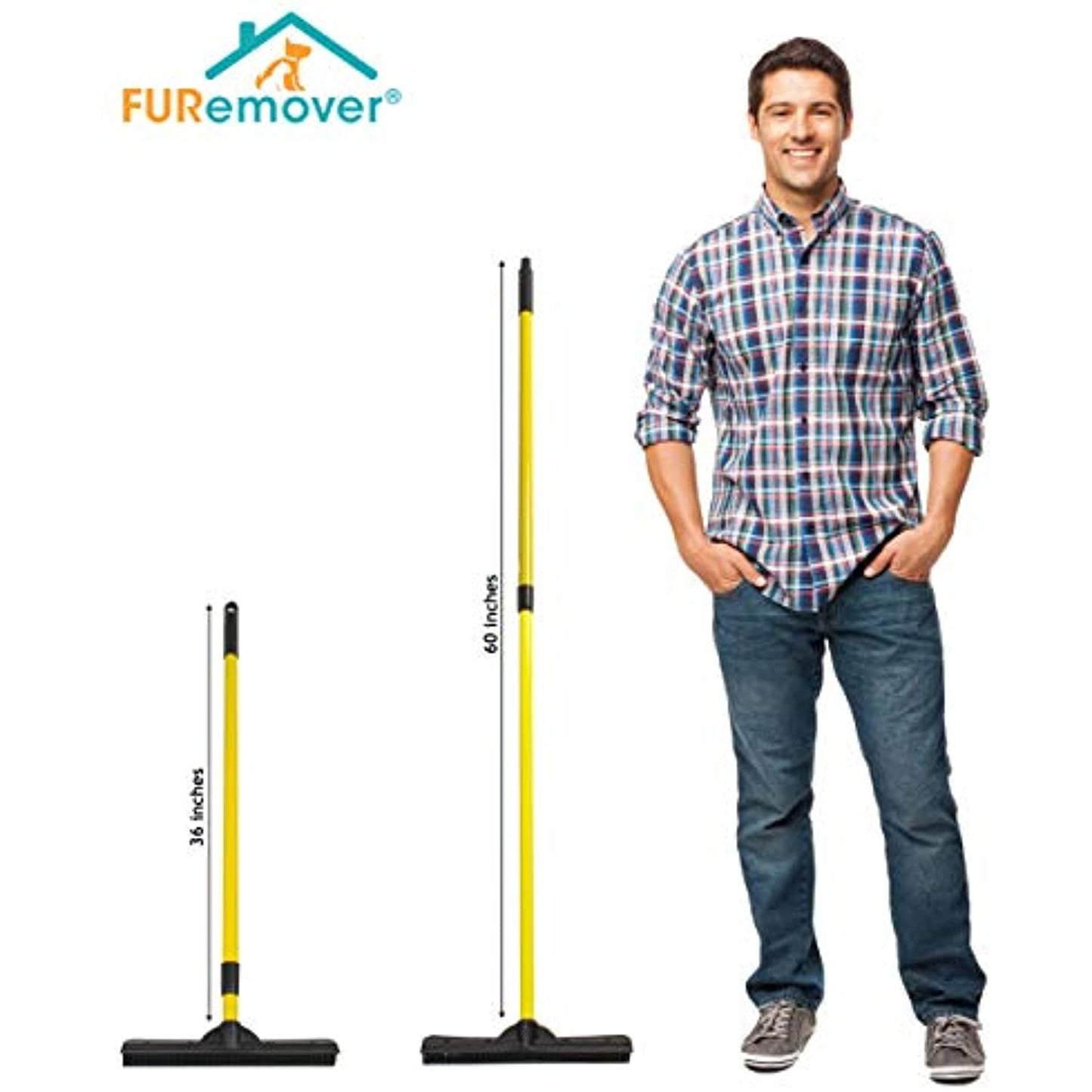 Evriholder FURemover Broom Extends up to 4 ft, SET of TWO Orange/Yellow OPENBOX
