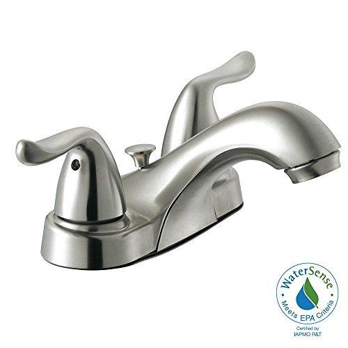 Glacier Bay 67499W-6A04 Constructor 4" Centerset 2-Handle Low-Arc Bathroom Faucet, Nickel