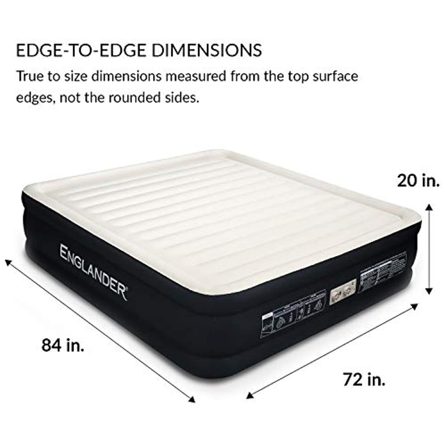 Englander California King Double-High Airbed (84"x 72"x 20") Black -NEW