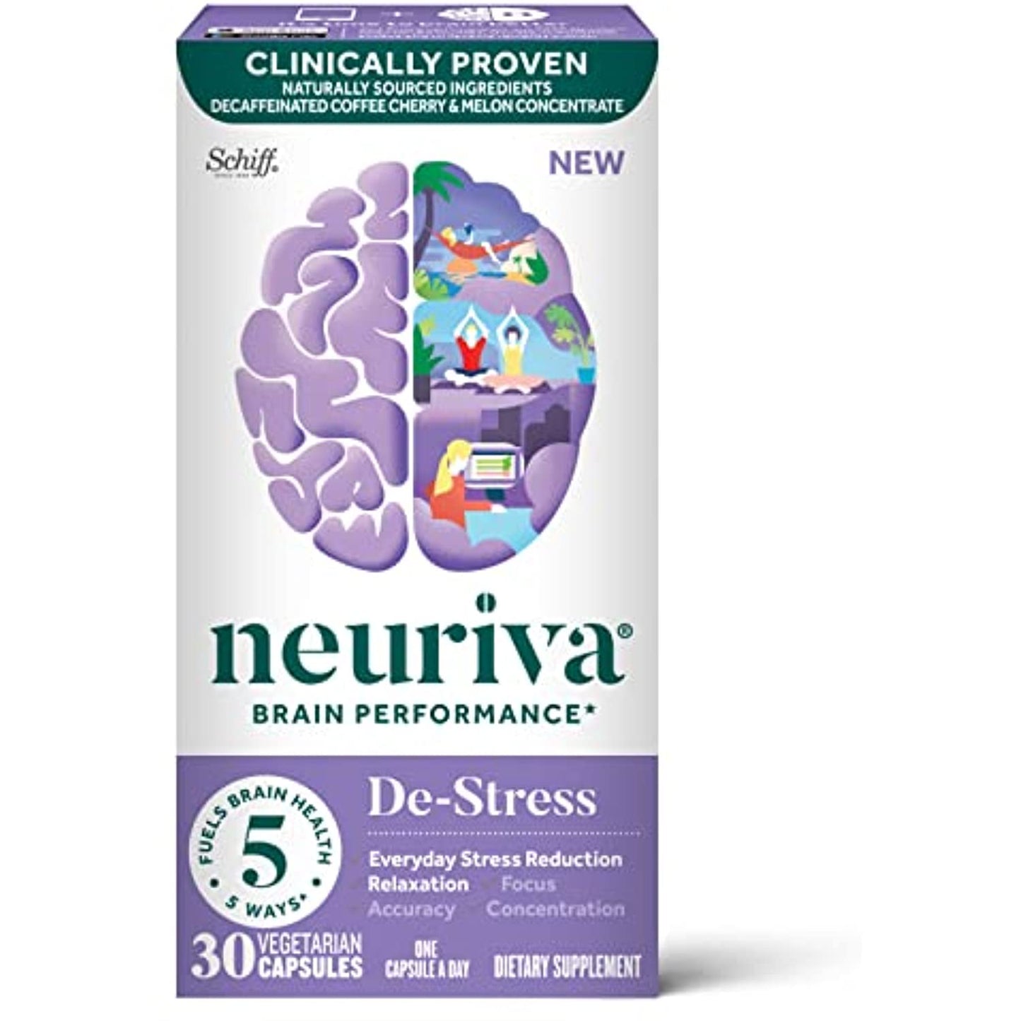 Neuriva De-Stress Brain Performance 30 Capsules No Box, 10/2022