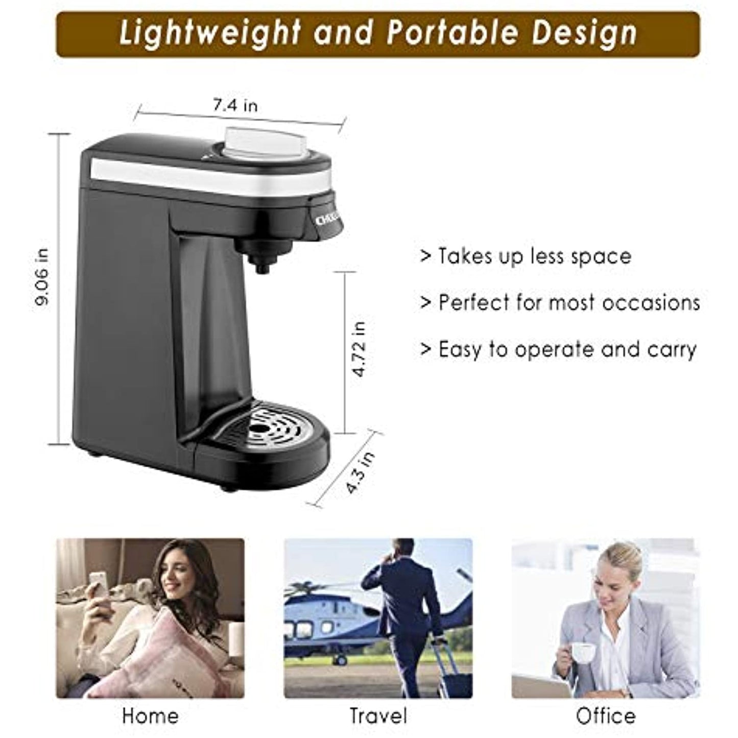 CHULUX Single Kcup Serve Coffee Maker Brewer with 12 Oz Reservoir, Black *USED*