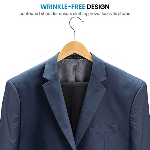 High-Grade Wooden Suit Hangers (20 Pack) - Smooth Finish Solid Wood Coat Hanger