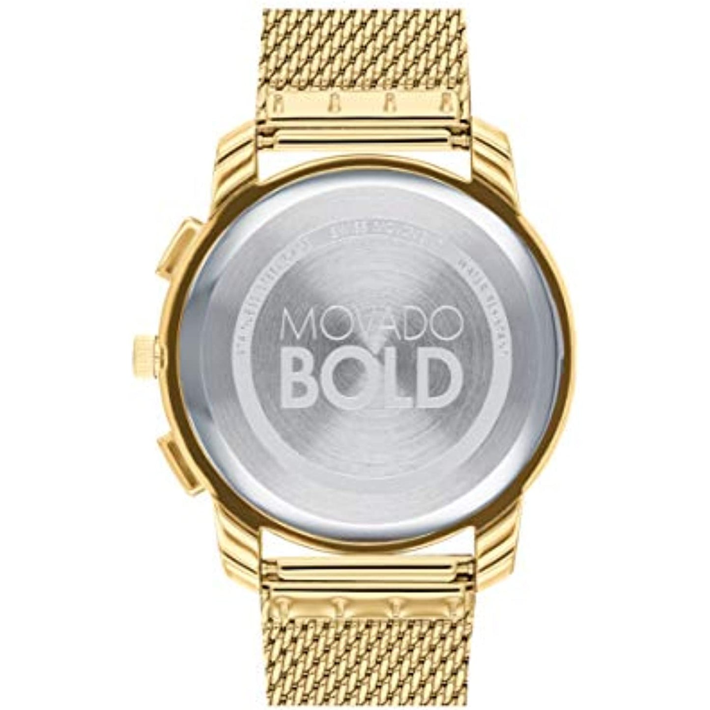 Movado Bold Chronograph Gold Tone Mesh Stainless Steel Mens Watch 3600634 NO BOX