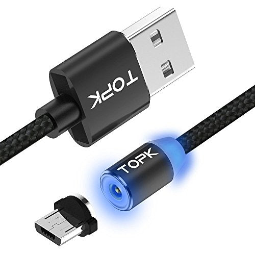 Micro USB Cable,TOPK 3.3 ft Light Up Nylon Braided Magnetic High Speed Charging