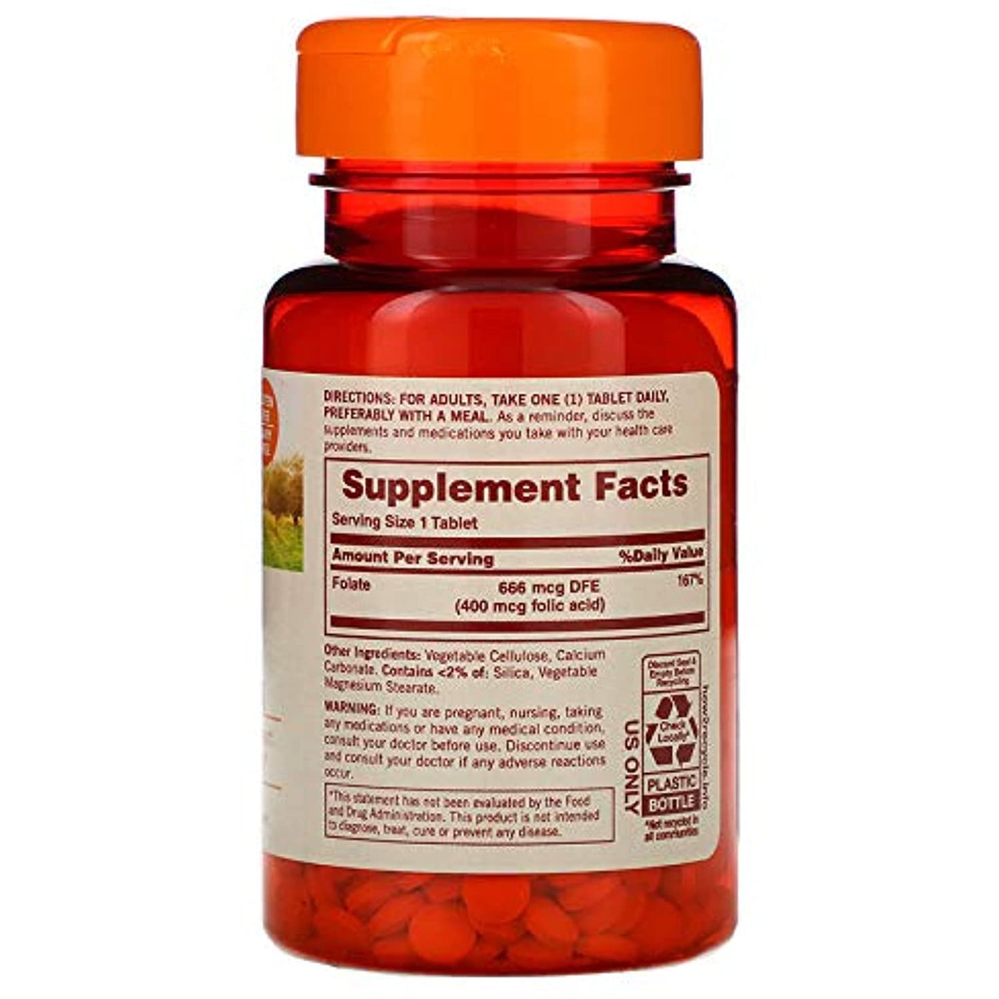 Sundown Naturals Folic Acid 400 mcg Tablets - 350 ct, Pack of 4 EXP 11/2022