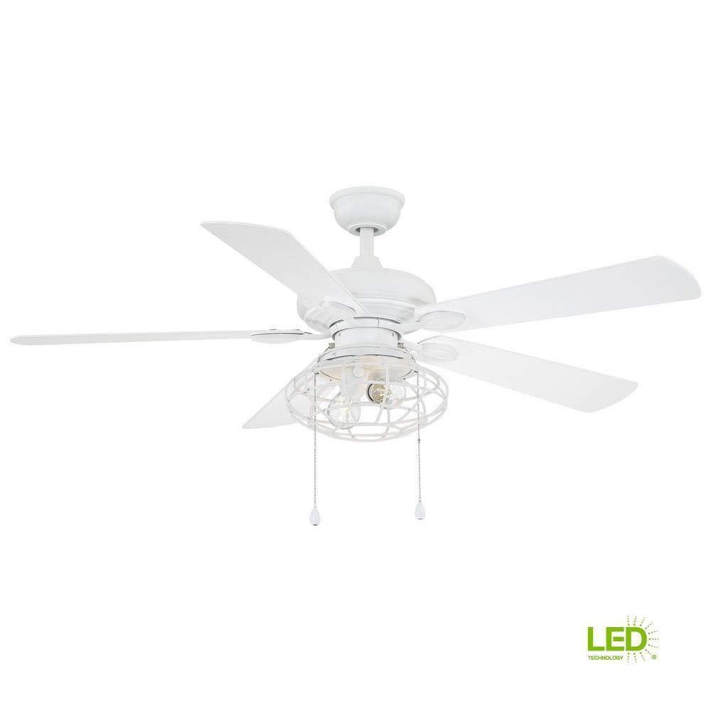 Ellard 52 in. LED Matte White Ceiling Fan with Light Kit
