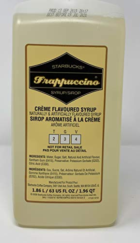 Starbucks Frappuccino Syrup Creme Flavored Beverage Base 63 Ounce BB July 2020