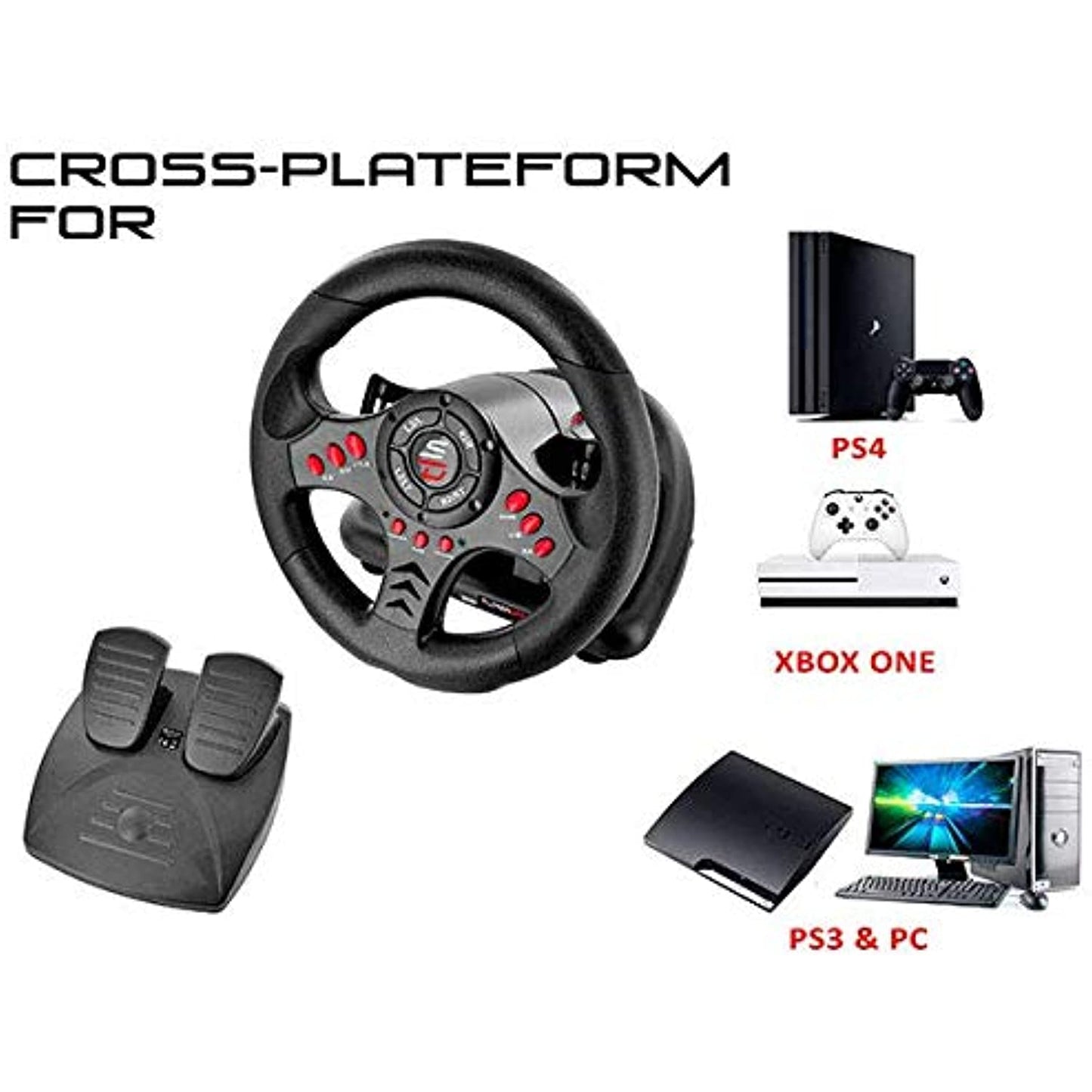 Subsonic Racing Wheel SV400- Super Drive- For XBox, PC, PlayStation3- BLACK-