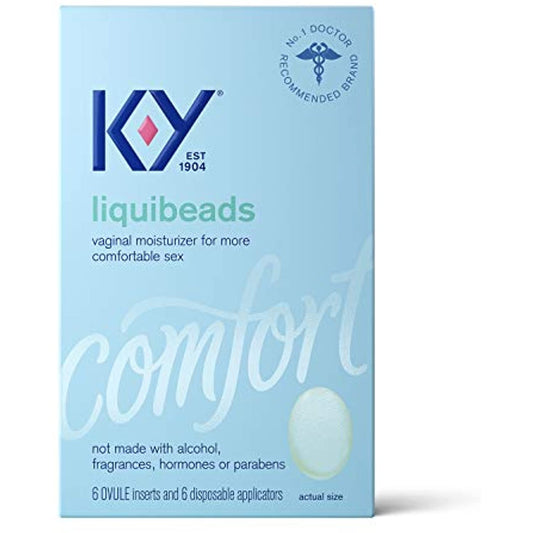 Personal Lubricant, K-Y Liquibeads Vaginal Moisturizer, 6 Bead Inserts and 6 Applicators to Supplement a Woman's Natural Moisture for Comfort and Sex (Packaging May Vary)