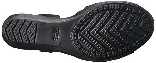 Crocs Women's Leigh II Cross-Strap Ankle Wedge Sandal, Black/Black, 7 M US