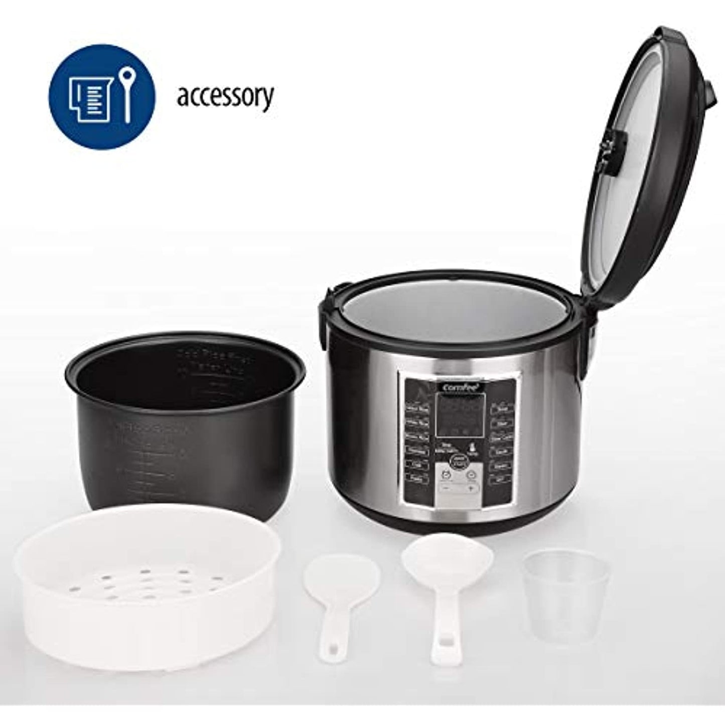 COMFEE' Rice Cooker Slow Cooker Steamer Stewpot Saute All in One 12 Digital C...