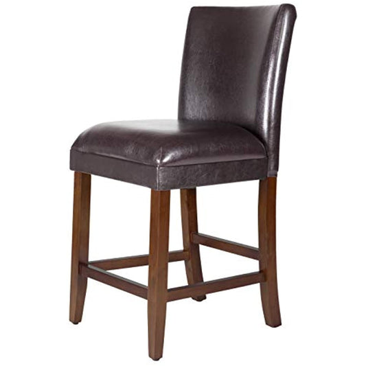 HomePop 24" Luxury Brown Faux Leather BARSTOOL -NEW /OPEN BOX-