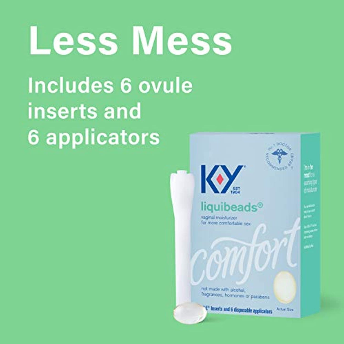 Personal Lubricant, K-Y Liquibeads Vaginal Moisturizer, 6 Bead Inserts and 6 Applicators to Supplement a Woman's Natural Moisture for Comfort and Sex (Packaging May Vary)