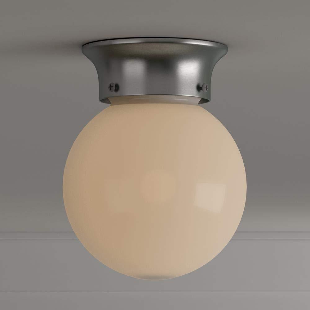 1-Light Globe Brushed Nickel LED Flush Mount