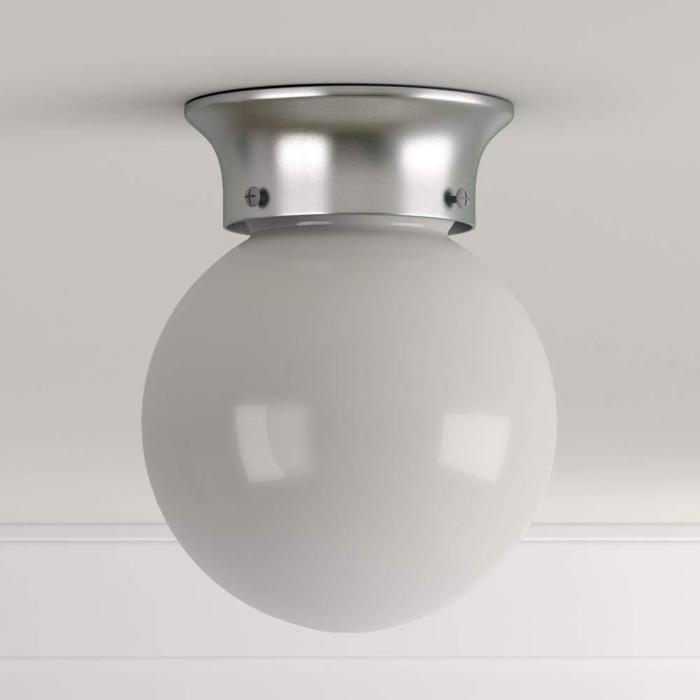 1-Light Globe Brushed Nickel LED Flush Mount